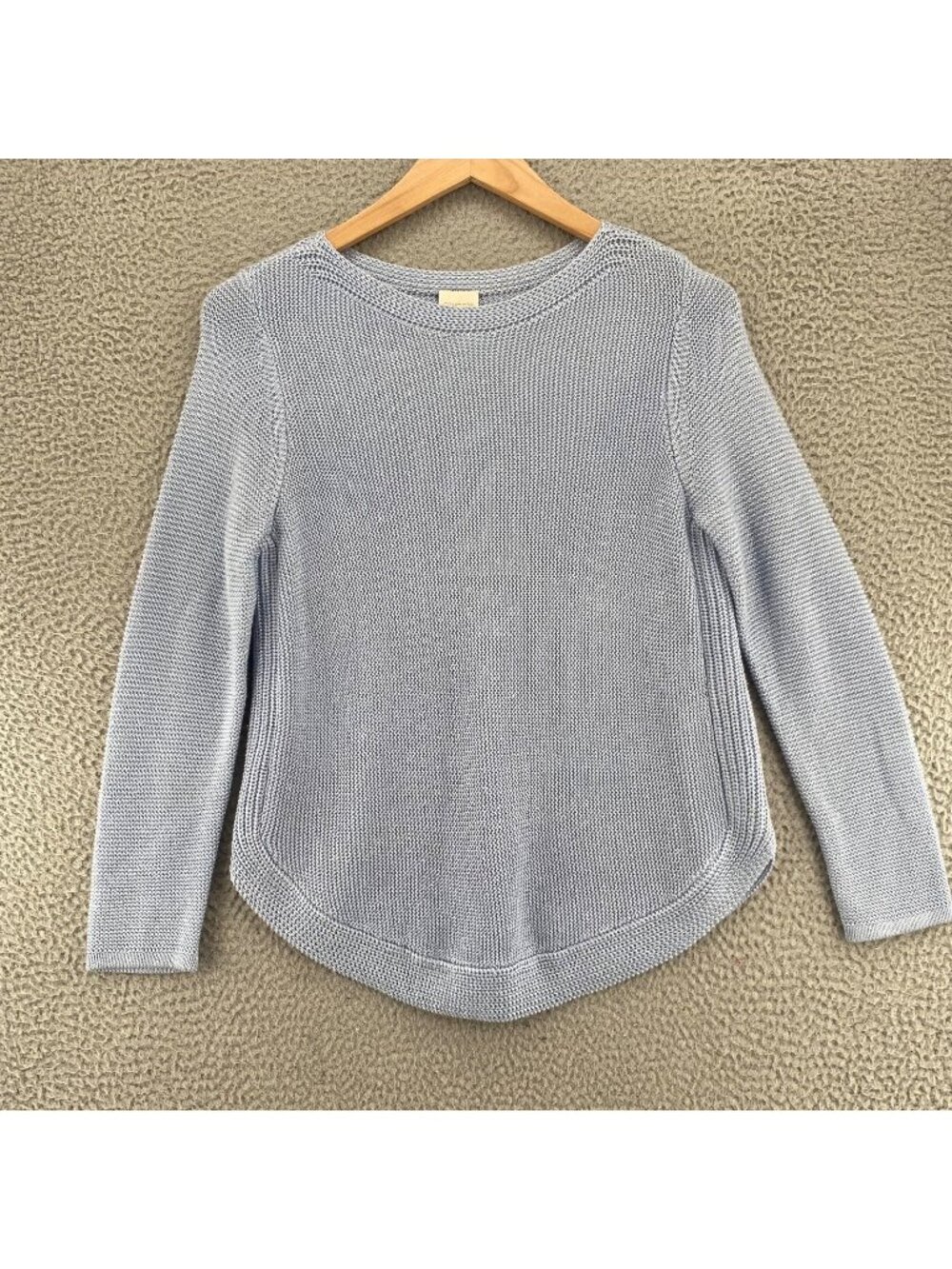 Chicos Sweater Womens 1 US Medium Bianca Cool Gray Metallic Stretch Boat Neck